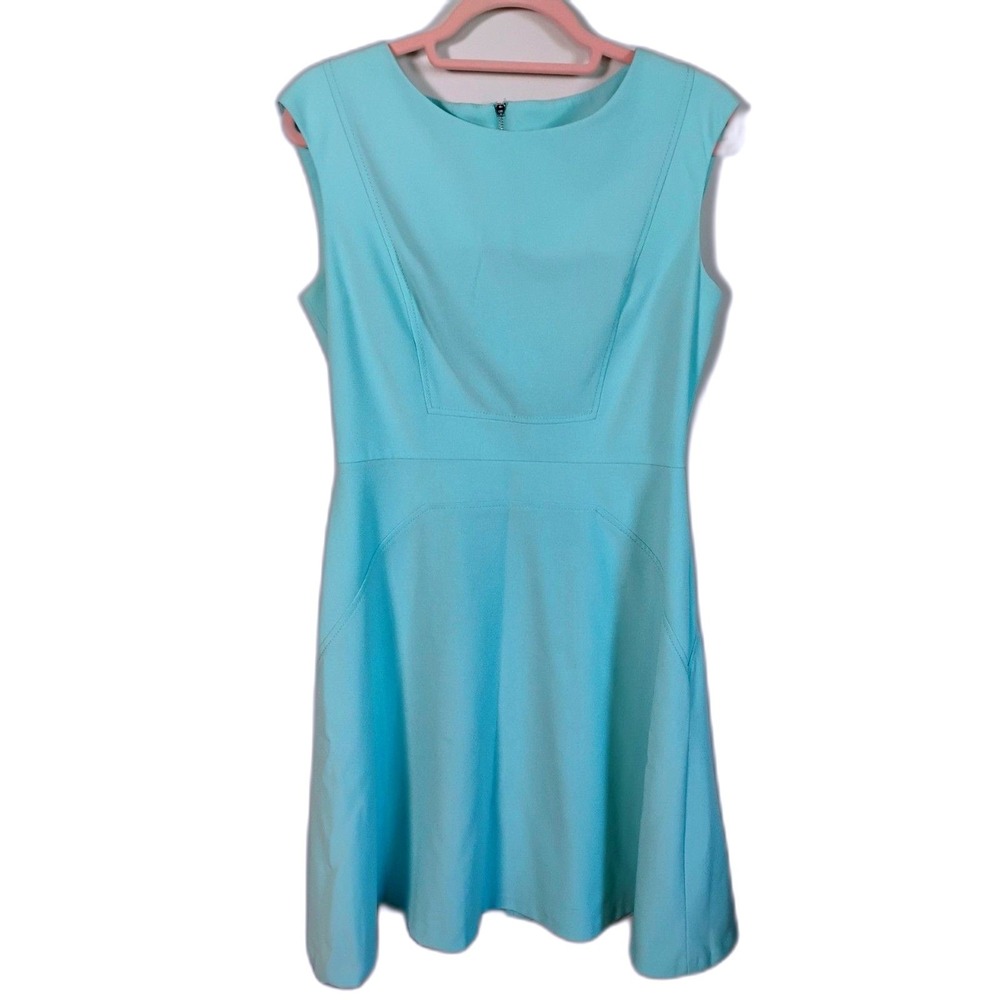 Calvin Klein Baby Blue A-Line Dress Size 8 Sleeveless‎ Zip Back Classic